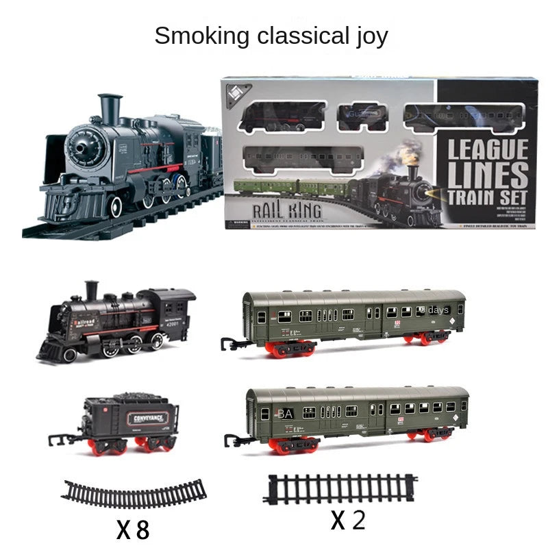 Classical Long Steam Train Track Electric Christmas Train Toy Set Diecast Model Educational Game Boy Toys for Children - Hot Wheelman & Collectibles