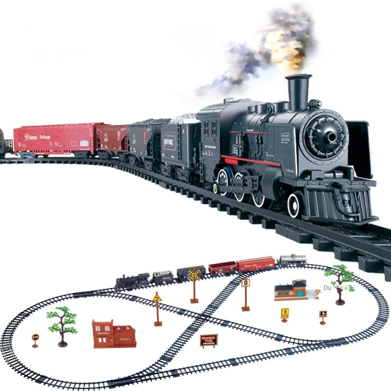 Classical Long Steam Train Track Electric Christmas Train Toy Set Diecast Model Educational Game Boy Toys for Children - Hot Wheelman & Collectibles