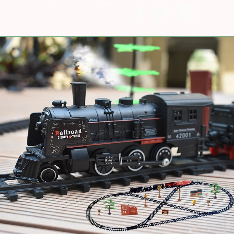 Classical Long Steam Train Track Electric Christmas Train Toy Set Diecast Model Educational Game Boy Toys for Children - Hot Wheelman & Collectibles