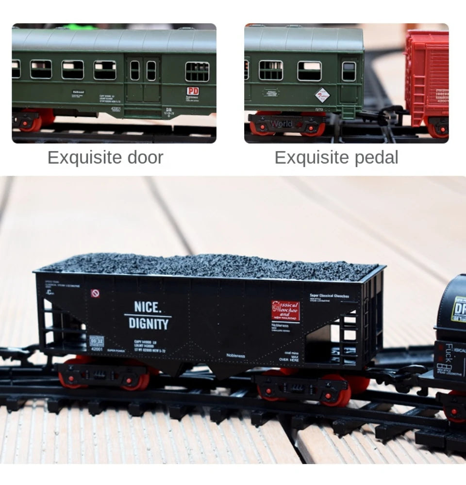 Classical Long Steam Train Track Electric Christmas Train Toy Set Diecast Model Educational Game Boy Toys for Children - Hot Wheelman & Collectibles