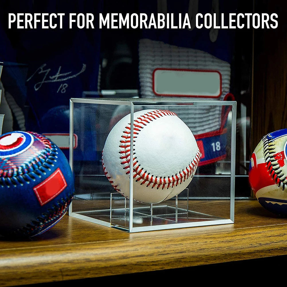 Golf Tennis Ball Transparent Case with Bracket Acrylic 80mm Baseball Box Display UV Protection Dust Souvenir Storage Box Holder