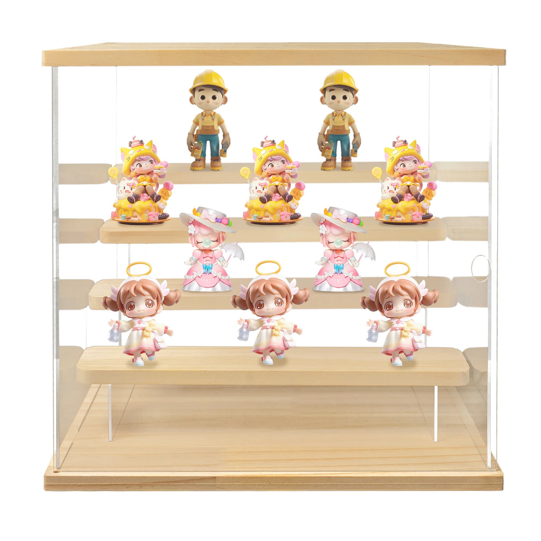 5-Tier LED Lit Acrylic Display Box,  For Perfume Figurine Collectibles  Lipstick Jewelry,Handicrafts,Dust-Proof Transparent Cabi
