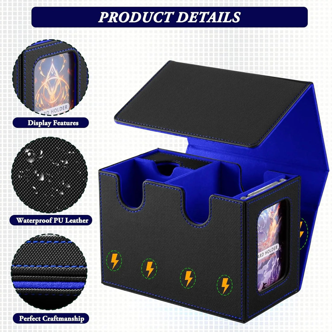 Trading Card Deck Case Leather Magnetic Closure Card Storage Box Magic Card Protectors Fit for Sport Cards