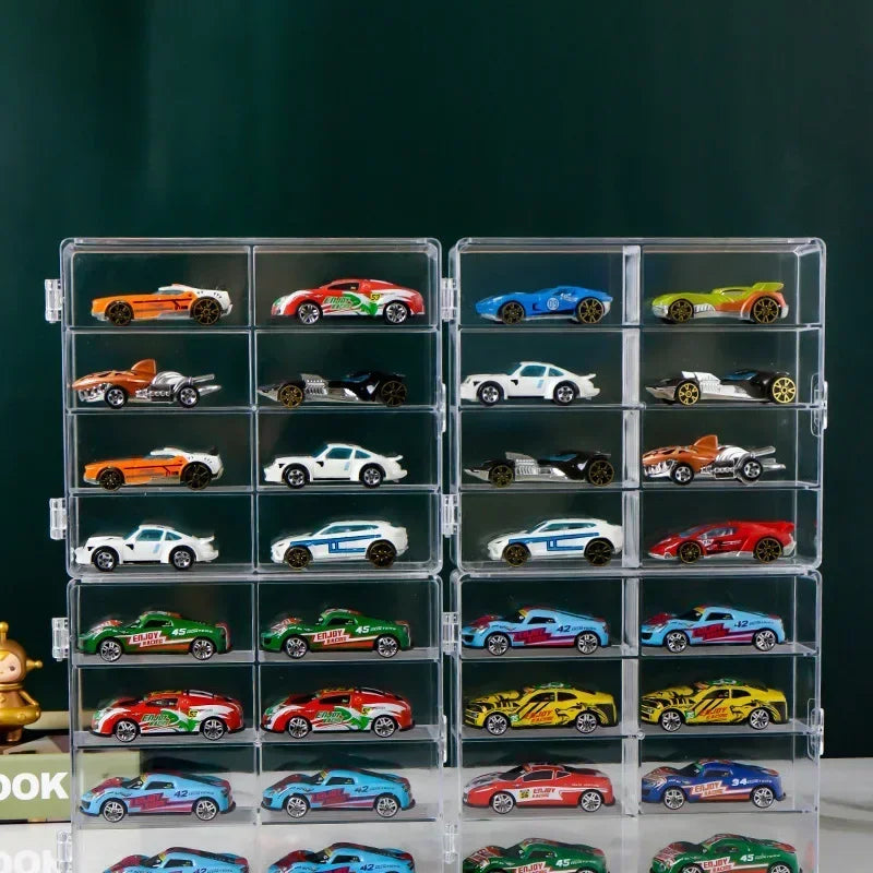 Acrylic Car Display Box 1:64 For Kids Toys Car Model Toy 8 Grid Cabinet Rack Dustproof Stackable Car Storage Boxes Transparent