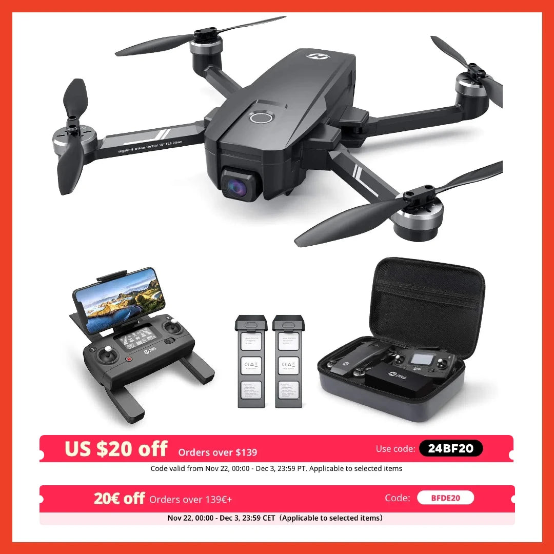 Holy Stone HS720E 4K Drone: Remote ID,  46min Flight, 5GHz FPV, 130° FOV, 4K/30FPS, Brushless, Auto Return, Follow,GPS,C0.